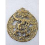 A brass pierced hanging of the Hindu monkey deity. D. 15cm