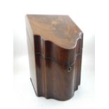 A George III inlaid mahogany knife box, with adapted interior. H. 48cm