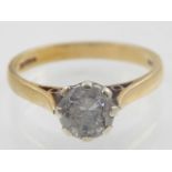 An 18ct yellow gold solitaire diamond ring, diamond of approx. 0.75ct.