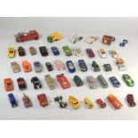 A group of approx. 47 vintage die cast cars and vehicles.