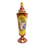 A Vienna ''jewelled'' porcelain vase and cover, decorated with Cleopatra and Augustus, signed