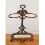 A Coalbrookdale cast iron stick stand, of leaf and vine decoration, H. 74cm.