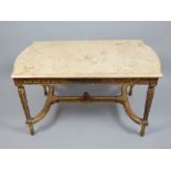 Louis XVI design giltwood low occasional table, with rectangular reconstituted marble top,