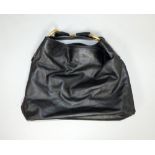 Gucci black leather and horsebit buckle hobo handbag