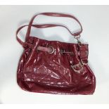 Christian Dior red patent leather and quilted bucket handbag