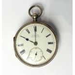 A late 19th century open face manual wind pocket watch, platform escapement,