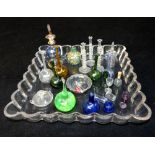 Dolls house tea serving sets, miniature Venetian glass vases, candlesticks,