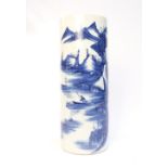 Late 19th century Chinese blue and white cylindrical vase,