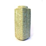 Chinese turquoise crackle glaze vase, of rectangular form. H.