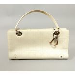 Christian Dior white quilted leather East/West handbag