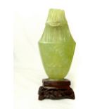 Chinese carved jadeite scent bottle and cover,