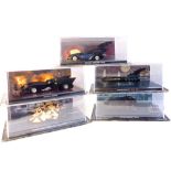 Five Eaglemoss Productions Batman Edition model cars, boxed.