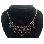 Contemporary design pink tourmaline necklace, multi-stone 5 row,