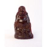 Chinese polished horn carving, study of a laughing Buddha,