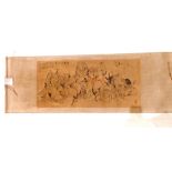 Two Chinese printed scrolls, with floral design, and another, decorated with figures and cranes,