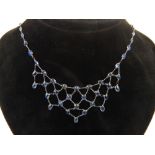 Contemporary design sapphire necklace, multi-stone 5 row,