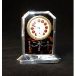 Tortoiseshell and silver desk clock,