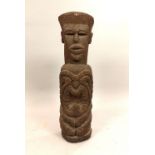 Polynesian tribal weathered wood carving of an ancestor,