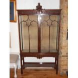 Chippendale Revival mahogany display cabinet, acanthus finial,