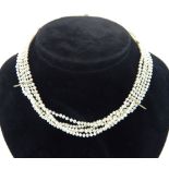 Cultured pearl five string necklace,