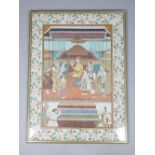 Unsigned, 20th C Persian school, Mughal study of Shah Jahan plucking a flower from a posy, he sits