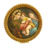 L. Pace ?, 20th C, after Raphael, a study of mother and children, oil in the round, signed