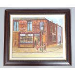 J. Burns, Northern Ireland ?, 20th / 21st C, McGiverns Grocer, a 1950s Belfast street scene, oil