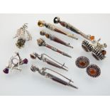 Scottish broadsword brooches of agate and jewelled decoration, and other Scottish thistle