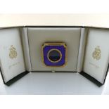 Kitney contemporary photograph frame, purple enamel mount, floral embellishment with laurel