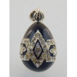 Russian black enamel egg shaped pendant