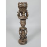 Rare antique 'totem' carved wood African fertility fetish figure,