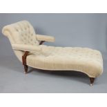 Victorian Howard Desing walnut daybed, deep button back upholstery,