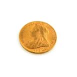 Victorian gold sovereign coin,