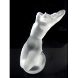 Lalique, France, frosted glass car mascot sculpted as a kneeling nude with flowing hair,