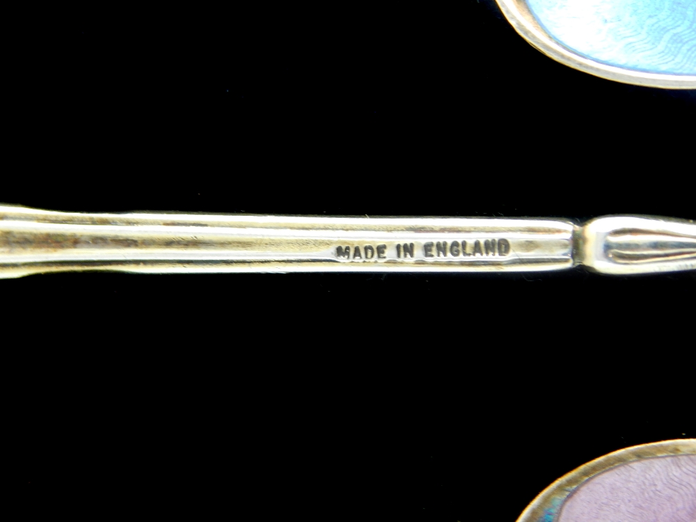 Boxed set of eight silver gilt and enamel teaspoons, by Turner & Simpson, Birmingham 1957, - Image 2 of 2