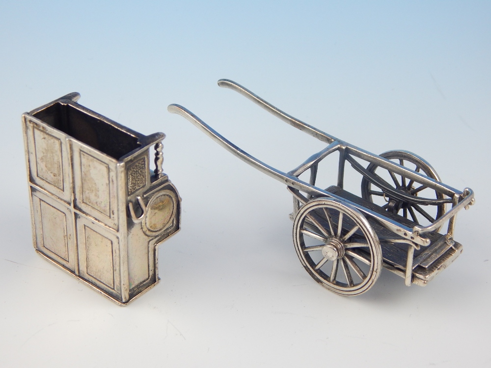 Unusual Continental silver (925) model of a barrel organ on a hand cart, - Image 3 of 3