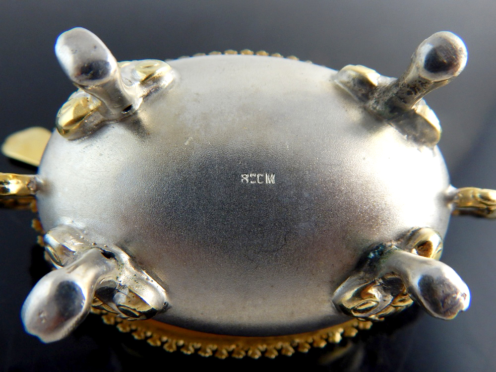 Trio of silver gilt salt dishes of Rococo design, - Image 3 of 3