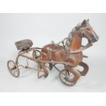 Mid 20th century pedal driven child's horse and carriage
