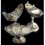 - WITHDRAWN - Three 18th C Continental silver oil lamps,