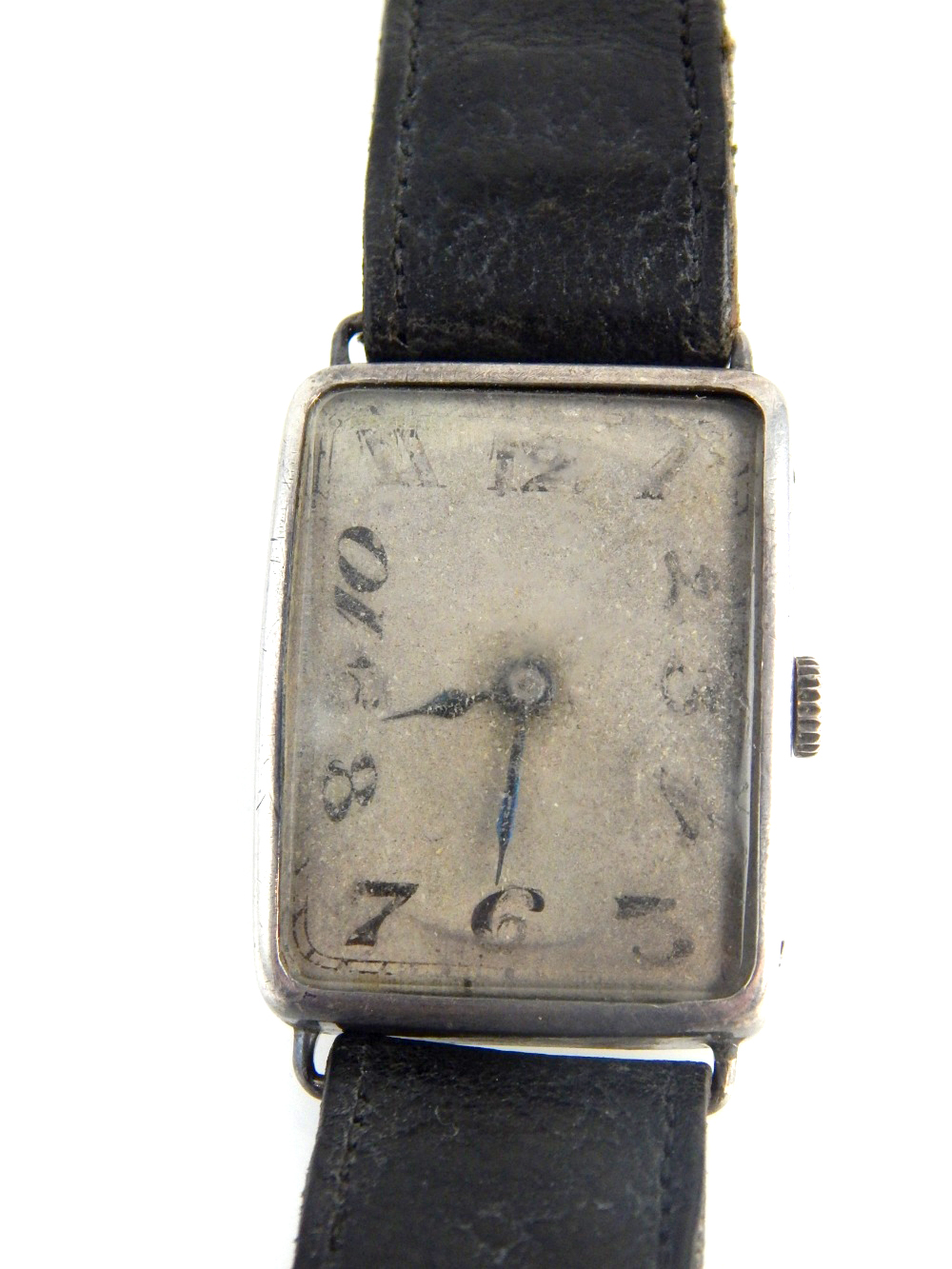 Gentleman's silver cased 'tank' watch,