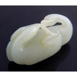 Chinese jade carving in the form of a pair of preening birds,