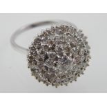 Diamond cluster ring, four tiers,