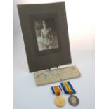 Military interest; WWI pair of medals inscribed to Lt. R.H.