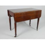 Late 19th C mahogany Pembroke table, single drawer,