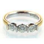 18ct yellow gold three stone diamond ring,