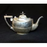 Edwardian bachelor's silver teapot, Williams silversmith, fluted body, approx. 11.