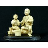 Early 20th C Japanese carved ivory figures,