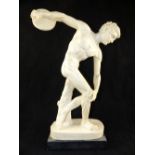 Discobolo, statue of a nude Greek athlete (Discobolus of Myron) throwing the discus, cast resin,