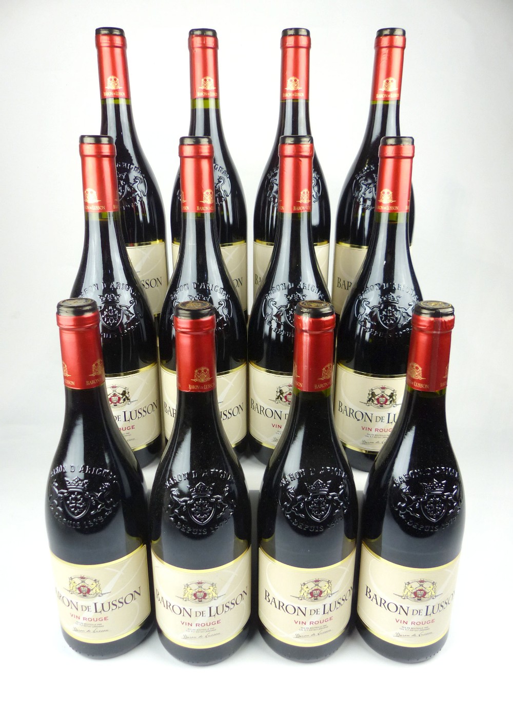 Twelve bottles of Baron De Lusson Vin Rouge