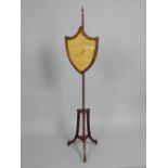 19th century mahogany and marquetry inlaid pole screen,